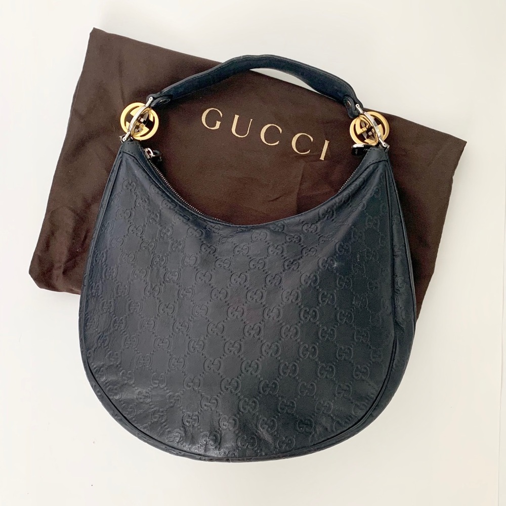 Gucci GG TWINS Black Guccissima Hobo Bag